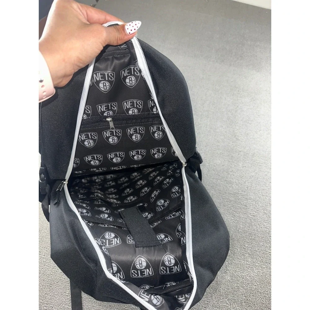 Brooklyn Nets NBA Backpack Men Black Laptop Zip Adjustable Travel Sporty Outdoor
